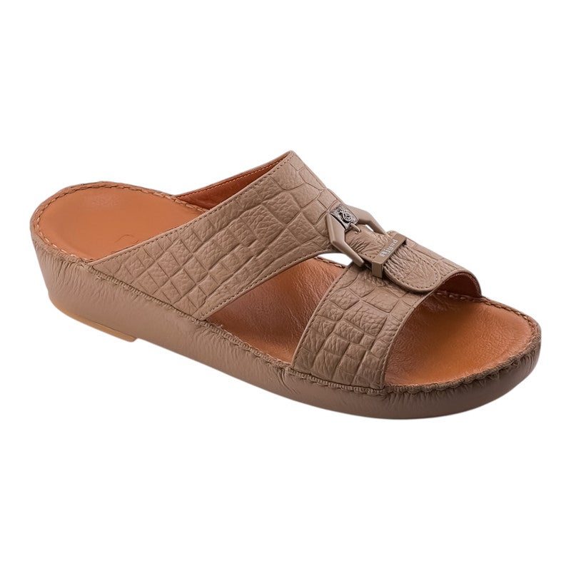 AJYAD Handmade Arabic Sandals For Men | Outdoor Mens Slippers | Everyday Flip Flops Open Toe | Arabic Genuine Shamwa Leather | New Design | Tan Footbed | Comfortable & LightWeight - Image 1